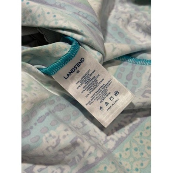 Lands End Womens Swim Tankini Top & Board Shorts Set Size 12 Blue Green Print - Picture 7 of 15